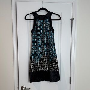 Elegant Black and Blue Patterned Dress